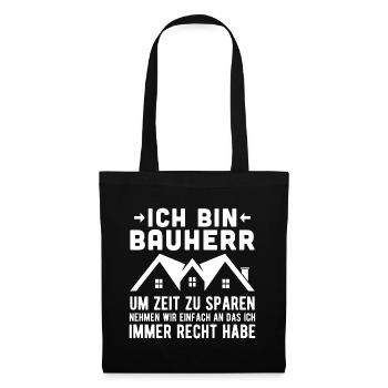 Bauherr Bauherrin Outfit für Hausbau Richtfest - Stoffbeutel - Schwarz - Vorne