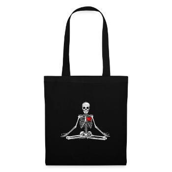Squelette de yoga avec coeur - Sac en tissu - noir - Devant