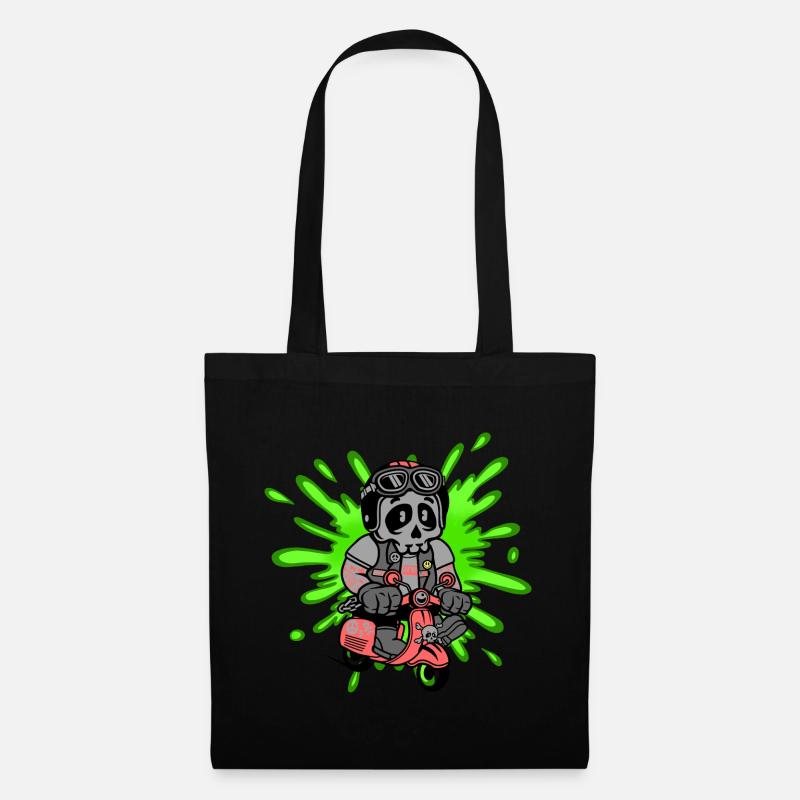 Skull Mofa Moped - Stoffbeutel - Schwarz