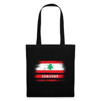 Libanon Vintage Flagge - Stoffbeutel - Schwarz - Vorne
