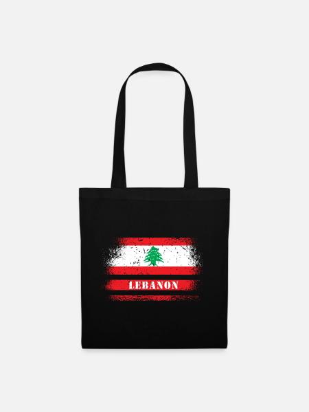 Libanon Vintage Flagge - Stoffbeutel - Schwarz