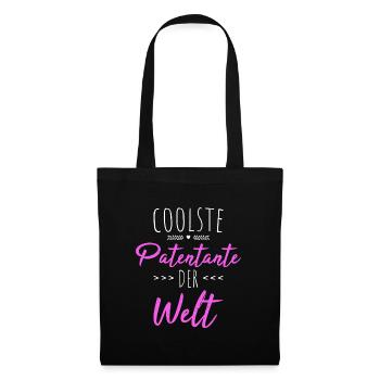 Coolste Patentante der Welt - Taufgeschenk - Stoffbeutel - Schwarz - Vorne