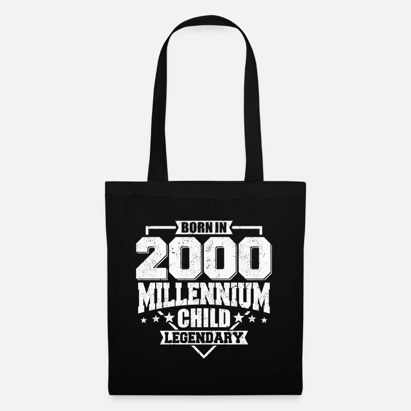 Jahrgang 2000 geboren Geburtstagsgeschenk - Stoffbeutel - Schwarz