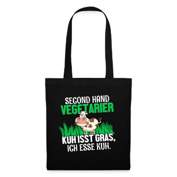 Fleisch Grillen Lustiger Spruch - Stoffbeutel - Schwarz - Vorne