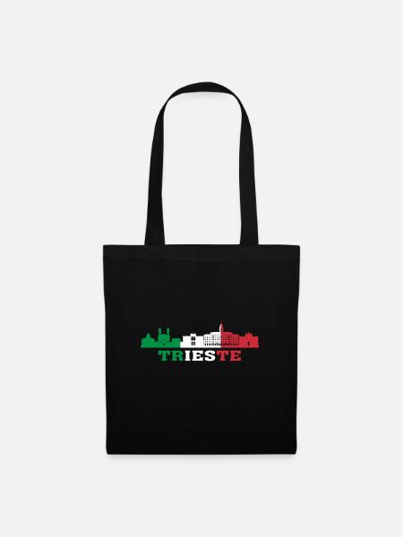 Triest Skyline Italien Wahrzeichen Triest Italien - Stoffbeutel - Schwarz