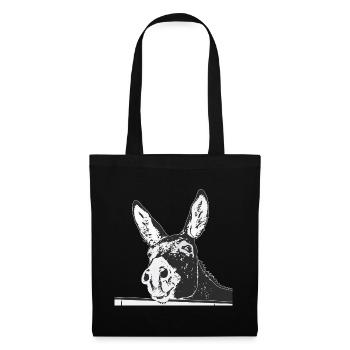 Portrait d’âne – Œuvres dessinées à la main - Sac en tissu - noir - Devant