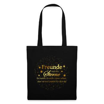 Freunde sind wie Sterne... Goldoptik - Stoffbeutel - Schwarz - Vorne