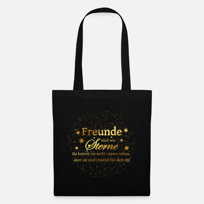Freunde sind wie Sterne... Goldoptik - Stoffbeutel - Schwarz