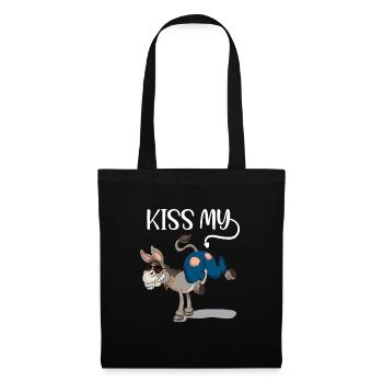 Kiss my Ass Esel Küss meinen Hintern - Stoffbeutel - Schwarz - Vorne