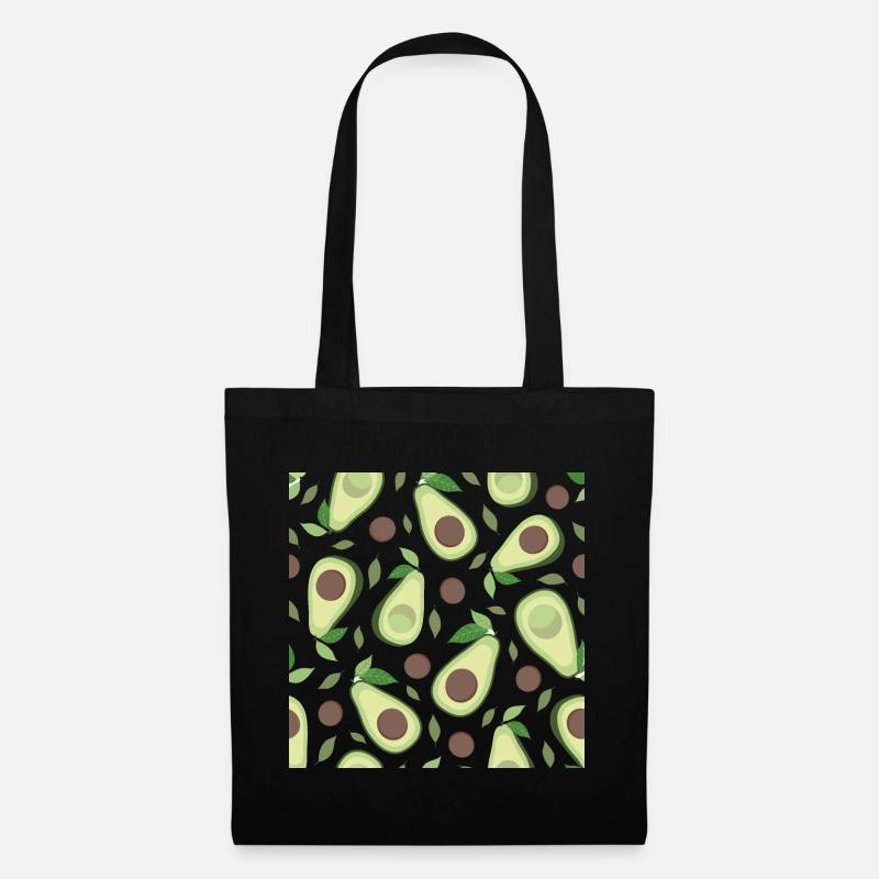 Aubergine und Avocado Muster - Stoffbeutel - Schwarz