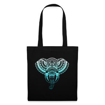 Mandala Elefant Tribal Tatto Yoga Chakra Geschenk - Stoffbeutel - Schwarz - Vorne