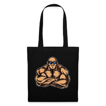 Fitnessstudio Bodybuilder Muskelmann Muskelaufbau - Stoffbeutel - Schwarz - Vorne