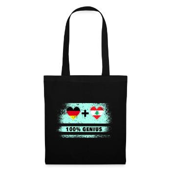 Deutschland und Libanon 100% Genial / Geschenk - Stoffbeutel - Schwarz - Vorne