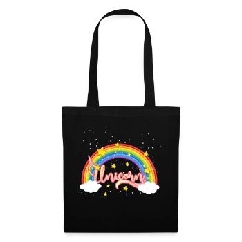 Arc-en-ciel coloré avec lettrage de licorne - Sac en tissu - noir - Devant