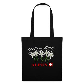 Alpen, Edelweiss, Schweiz - Stoffbeutel - Schwarz - Vorne