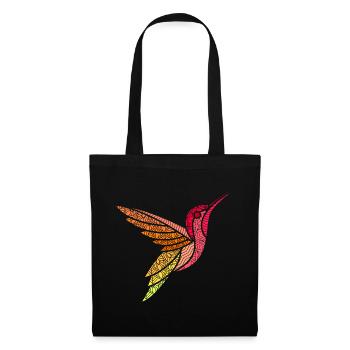 Kolibri Vogel Tier Mandala Vögel Design Kunst - Stoffbeutel - Schwarz - Vorne