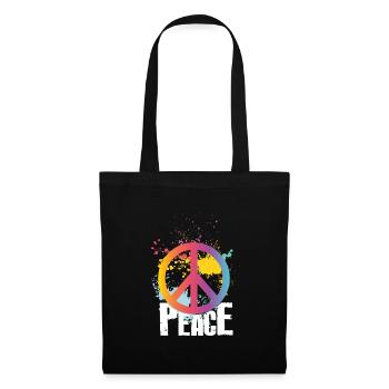 Symbole de signe de paix coloré de couleur de paix - Sac en tissu - noir - Devant