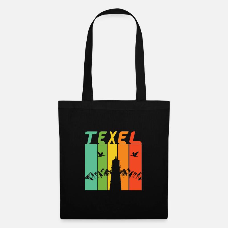 Texel Leuchtturm Design / Geschenk - Stoffbeutel - Schwarz
