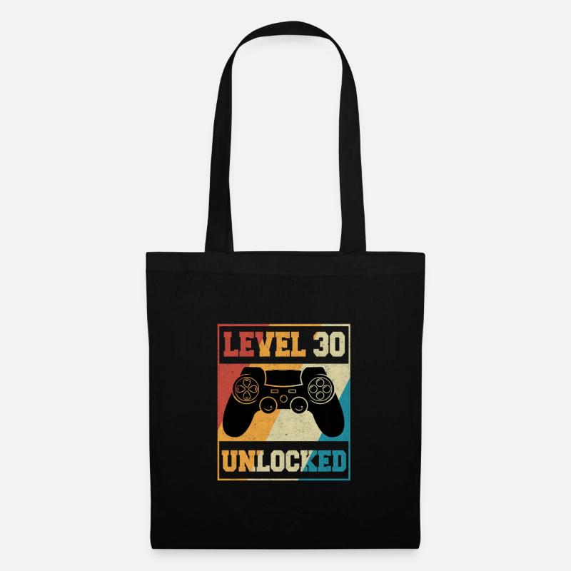 Level 30 Complete 30. Geburtstag Gamer Geschenk - Stoffbeutel - Schwarz