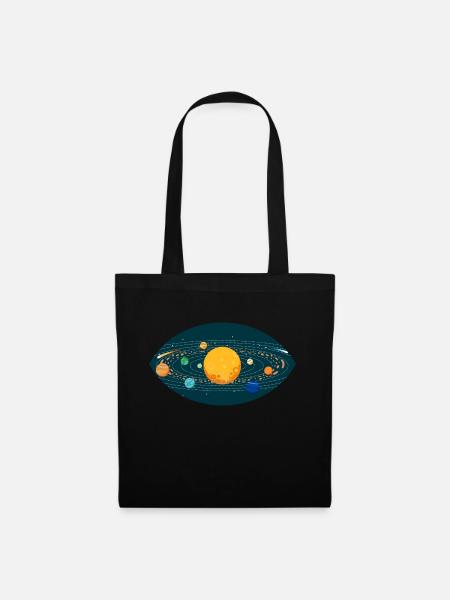 Planeten Sonnensystem Sonne Auge Erde Weltall - Stoffbeutel - Schwarz
