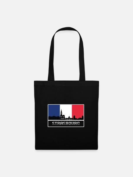Straßburg Frankreich Stadt Skyline Französische Flagge Souvenir - Stoffbeutel - Schwarz