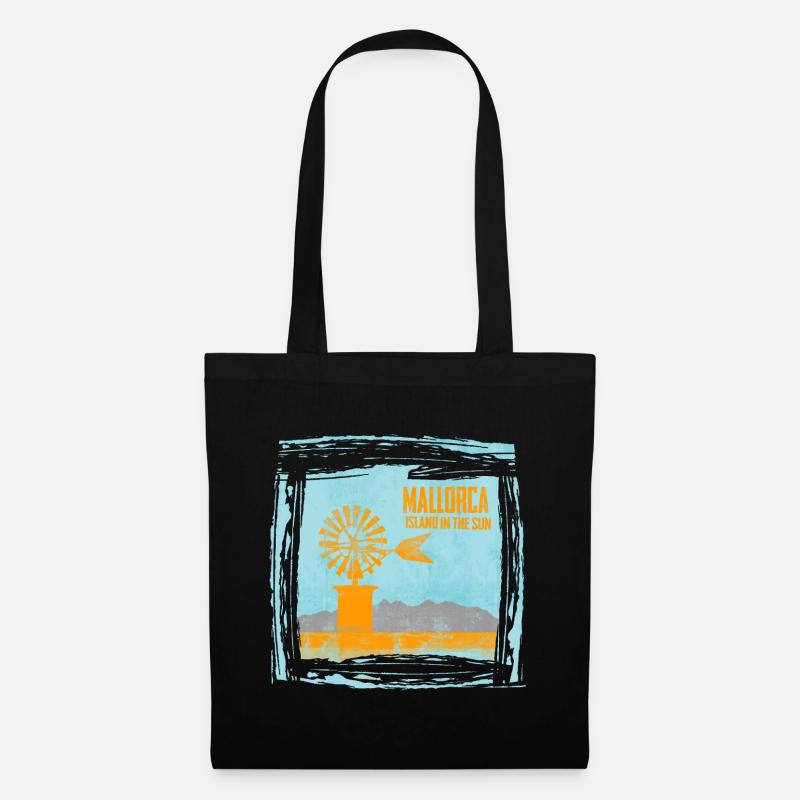 L’île de Majorque dans le design de la lumière du soleil - Sac en tissu - noir