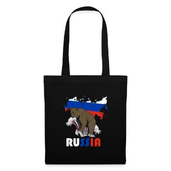 Russia bear design with map and flag - Tote Bag - black - Front