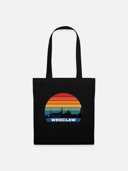 Wroclaw Poland Skyline Silhouette Souvenir Flag - Tote Bag - black