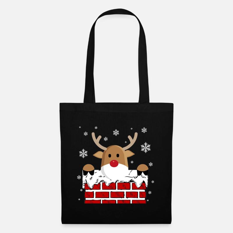 Rudolph im Kamin - Stoffbeutel - Schwarz
