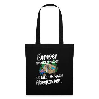 Camper Camping Lustiger Spruch - Stoffbeutel - Schwarz - Vorne