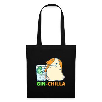 Gin-Chilla Mignon Chinchilla avec gin verre cadeau - Sac en tissu - noir - Devant