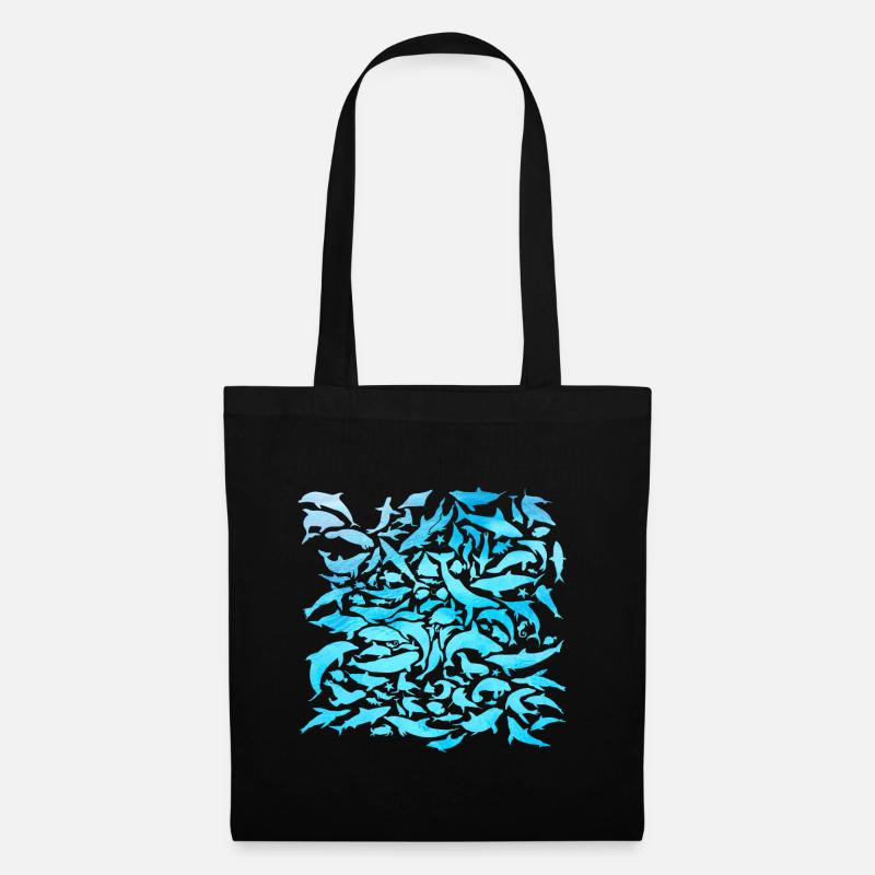 Meeresbwohner Design mit Fischen / Geschenkidee - Stoffbeutel - Schwarz