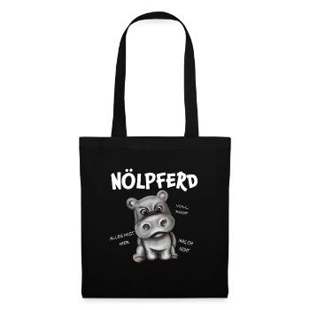 lustiges Nölpferd Nilpferd Geschenk - Stoffbeutel - Schwarz - Vorne