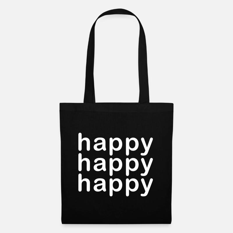 Happy Happy Happy - Stoffbeutel - Schwarz