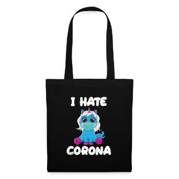 Licorne avec masque facial - Je déteste Corona - Sac en tissu - noir - Devant