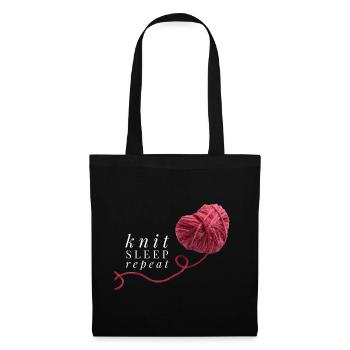 Knit Sleep Repeat rotes Herz Wolle zum Stricken - Stoffbeutel - Schwarz - Vorne