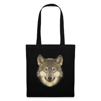 Naturfan shirts, Wolfkopf, beliebte Tierdesigns - Stoffbeutel - Schwarz - Vorne
