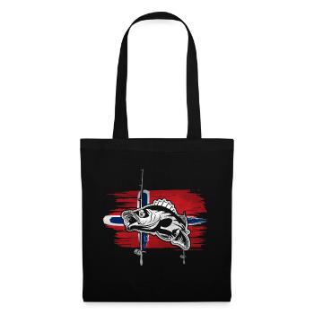 Pêche en Norvège - Sac en tissu - noir - Devant