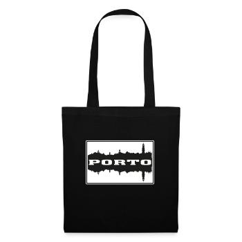 Porto Portugal Reise Souvenir Skyline Silhouette - Stoffbeutel - Schwarz - Vorne