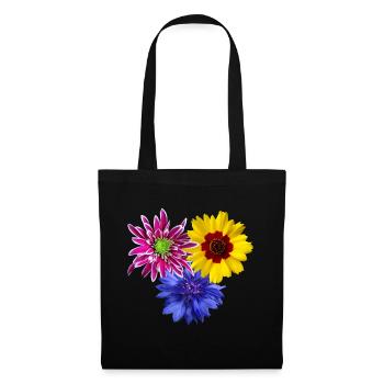 Fleurs, floraison, pétales, fleuri, fleur, floral - Sac en tissu - noir - Devant