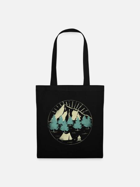 Mountains nature tents - Tote Bag - black