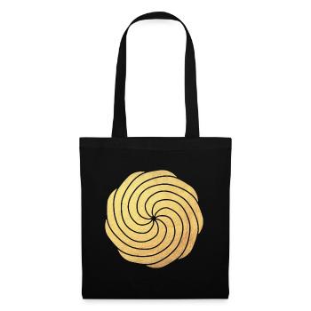 Gold Luxus Sonne Yoga Energie Meditation dynamisch - Stoffbeutel - Schwarz - Vorne