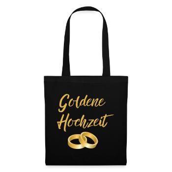 Goldene Hochzeit Eheringe golden Hochzeittag Segen - Stoffbeutel - Schwarz - Vorne