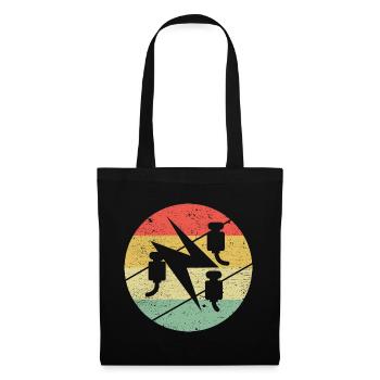 Symbole de guilde d'électricien sur les couleurs rétro vintage - Sac en tissu - noir - Devant