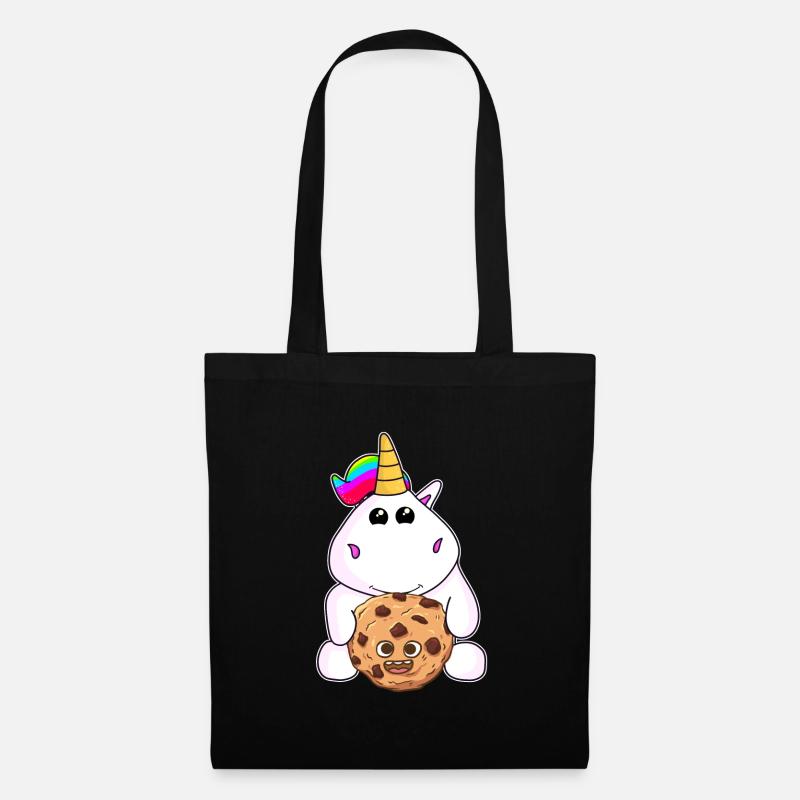 Einhorn Einhörner Cookie Keks Süßigkeit Unicorn - Stoffbeutel - Schwarz