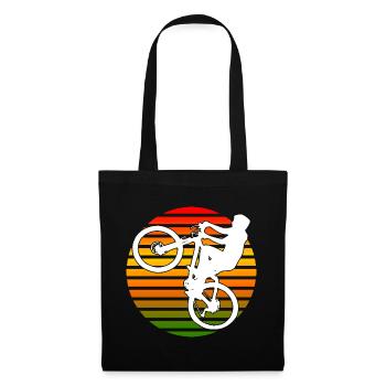 Wheelie Rad radfahren Geschenk - Stoffbeutel - Schwarz - Vorne