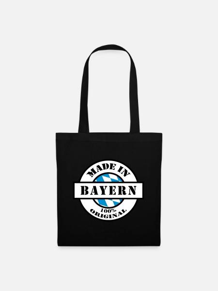 MADE IN BAYERN geboren in Geburtsort Geschenk - Stoffbeutel - Schwarz