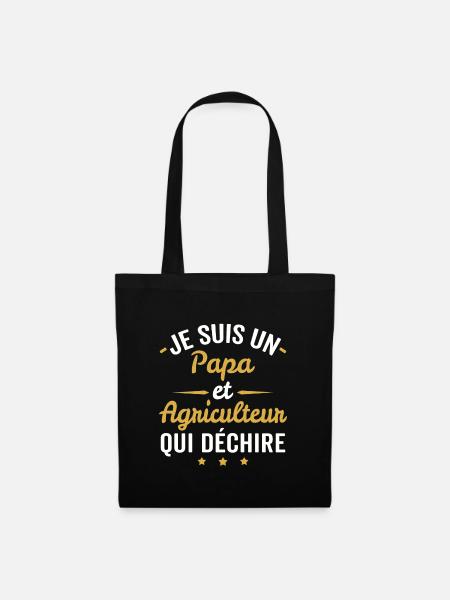 Papa et agriculteur qui déchire - Sac en tissu - noir