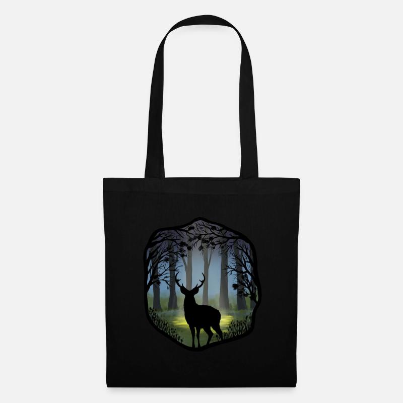 Hirsche im Wald - Stoffbeutel - Schwarz