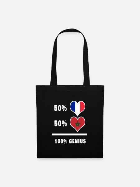 France et Maroc 100% génial / cadeau - Sac en tissu - noir